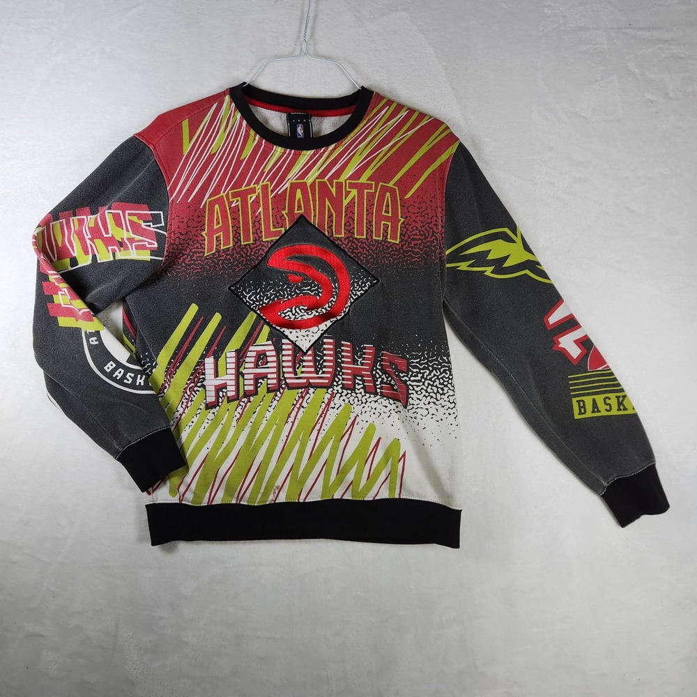 Vintage UNK NBA‎ Atlanta Hawks Multicolor Crewneck Sweatshirt Mens Large Graphic